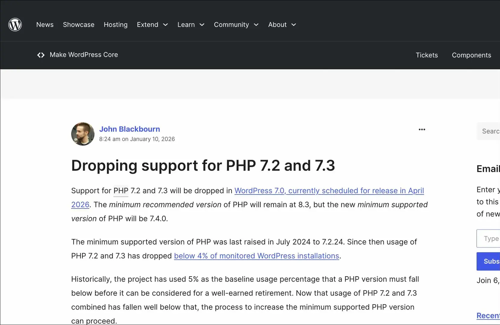 PHP Support